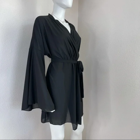 Black wrap dress Boohoo 12 black mini wrap dress - Picture 7 of 13